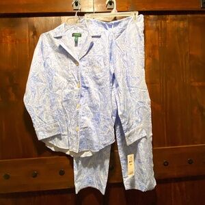 Ralph Lauren NWT Long Sleeve Long Pants Pajama Set Size Small